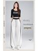 Women's Street-Style High-Waisted Wide-Leg Pants - 2026 Spring College Style, Age-Reducing, Drape, Straight-Leg Sweatpants