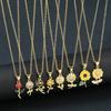 Classic Sunflower Rose Zirconia Pendant Necklace Celebrate Love, Loyalty Botanical Zircon for Women Girl Party Summer Gift