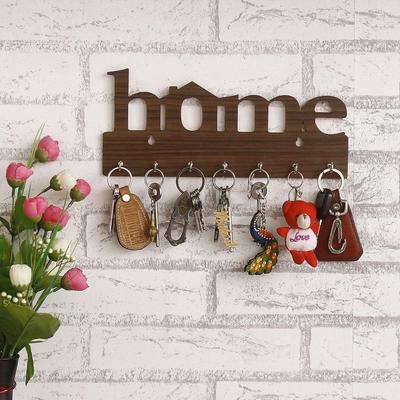 Premium Home Keys Wooden Key Holder (29 Cm X 13.5 Cm X 0.4 Cm, Wood, Brown)- 7 Hook - Decorative Items for Home Decor