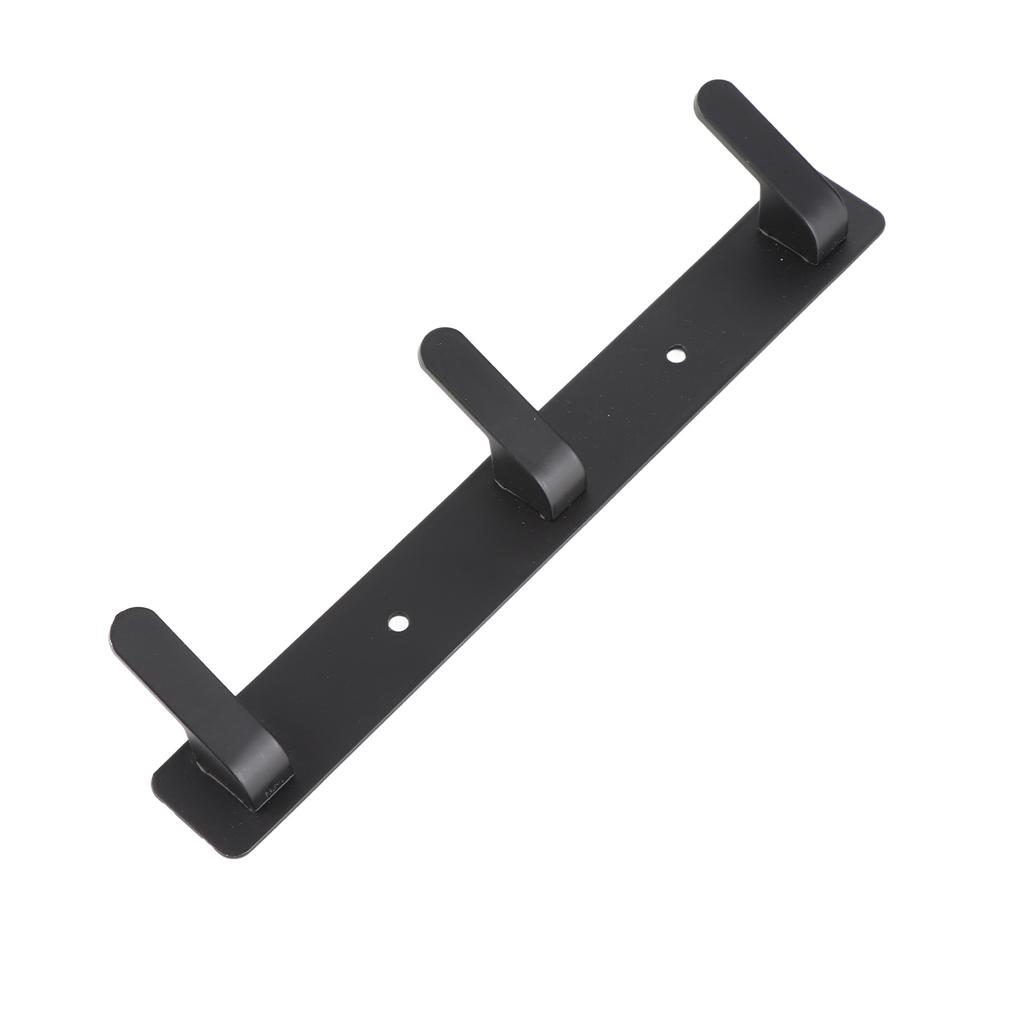 Simple Space Aluminum Row Hooks Wall Mounted Hook for Kitchen Bathroom Wardrobe Black3 Hooks