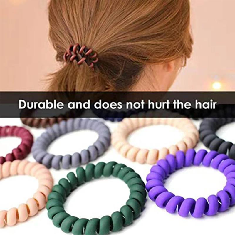 5Pcs/set New Fashion Matt Solid Telephone Wire Elastic Hair Band Frosted Spiral Cord Rubber Band Hair Tie Stretch Head Band Gum