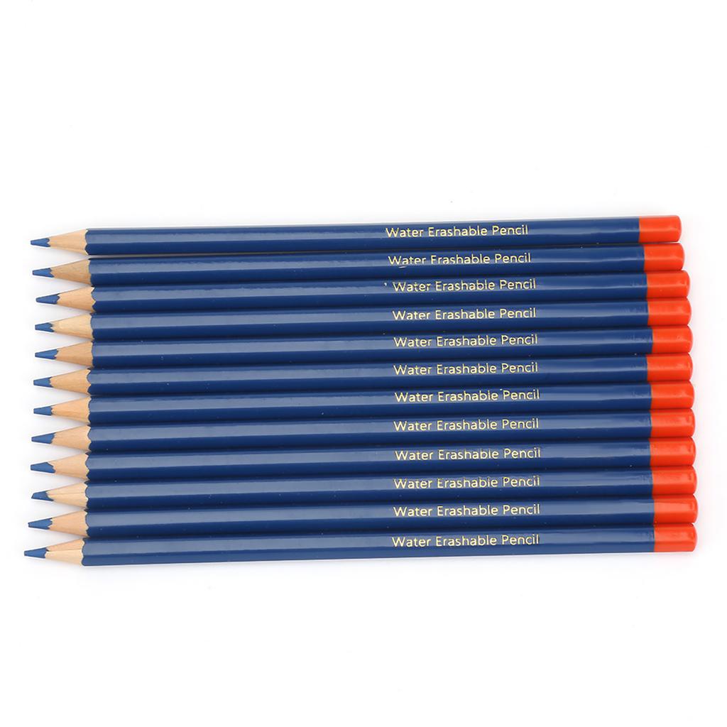 12pcs Set Wooden Handle Fabric Marker Blue Colored Water Soluble Pencil for Clothes Shoes DIY