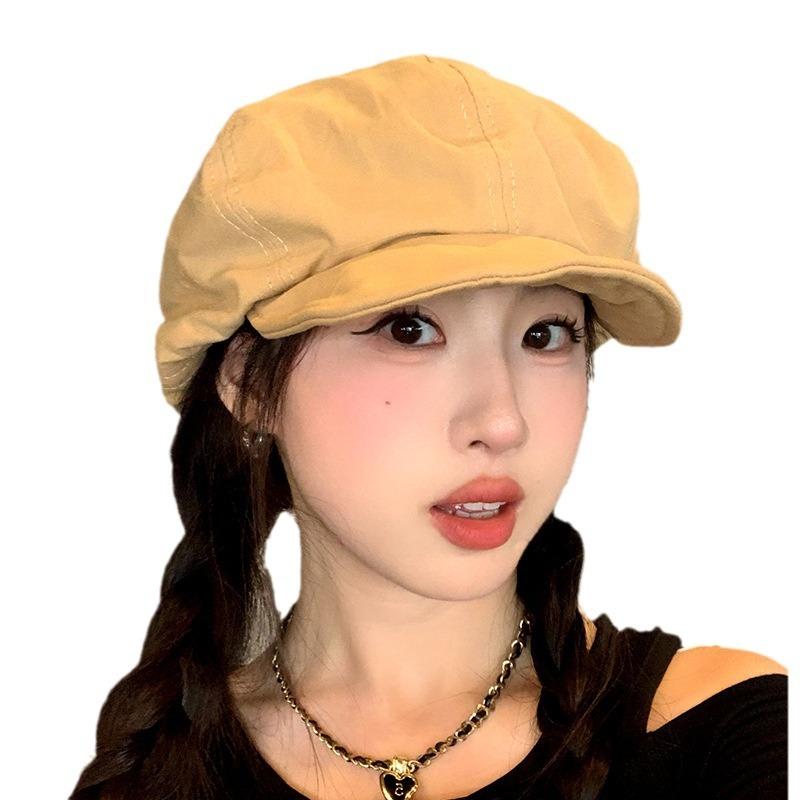 Japanese Literary Beret Women's Retro Literary Painter's Hat with Big Head Circumference and Face Versatile Cloud Octagonal Hat for Women