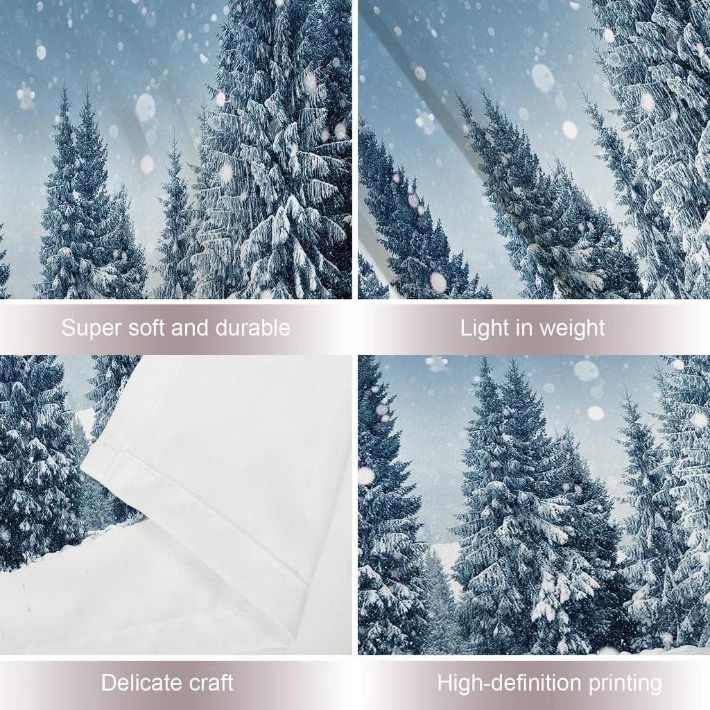 White Snow Wall Tapestry, Grey Wall Hanging Large Tapestry Decoration Polyester Fiber White Hem Around for Dorm Room Bedroom