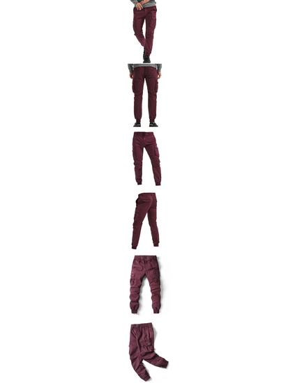 2024 Spring/Summer Men's Solid Color Casual Cargo Pants 8017, Plus Size Available
