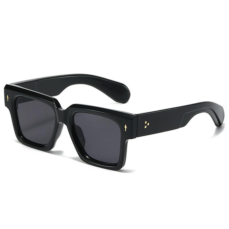 SO&EI Oversized Square Women Luxury Sunglasses Fashion Rivets Decoration Eyewear Shades UV400 Men Yellow Blue Sun Glasses