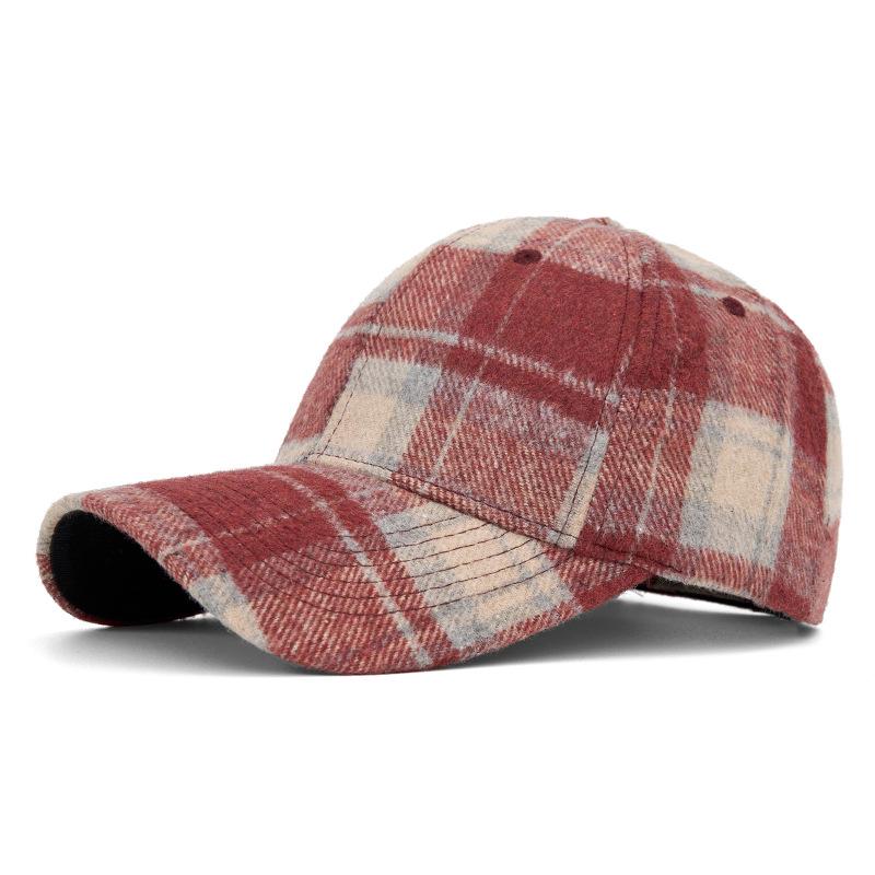 Unisex Autumn/Winter Classic Plaid Baseball Cap - Hard Top Duckbill Sun Hat
