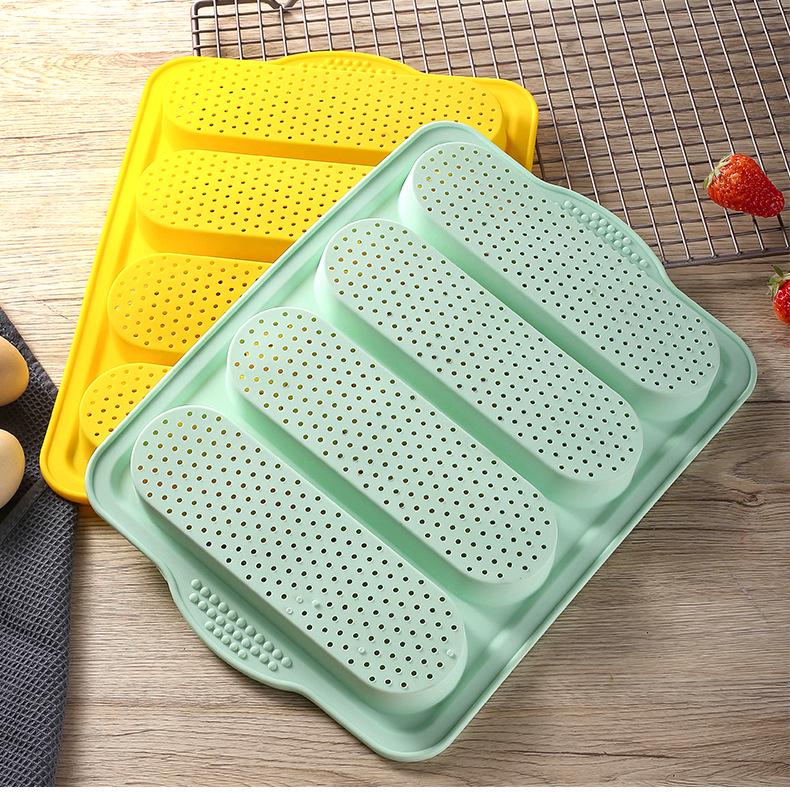 Non-Stick 4-Cavity Silicone Baguette Mold for French Bread Baking