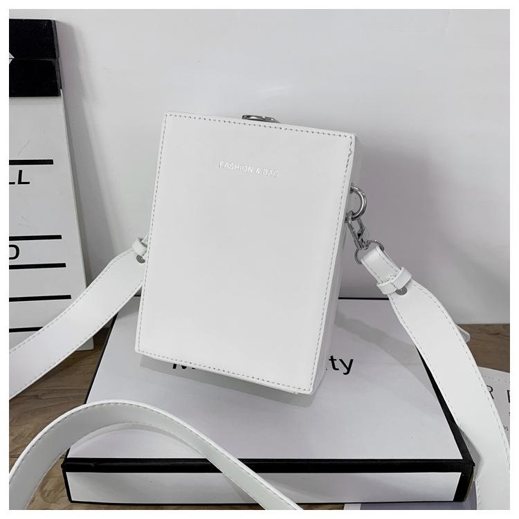 

Box bag female Korean version versatile trend personalized small square bag pu leather shoulder messenger bag custom білий