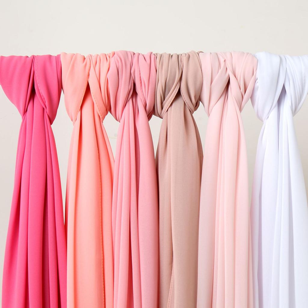 Summer Monochrome Pearl Chiffon Bubble Scarf Long Scarf Solid Color Women's Headscarf Scarf