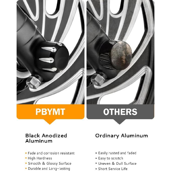 PBYMT Black Front Axle Nut Cover Cap CNC Aluminum Compatible For Harley Davidson Touring Road King Street Glide Electra Glide Softail Sportster Iron