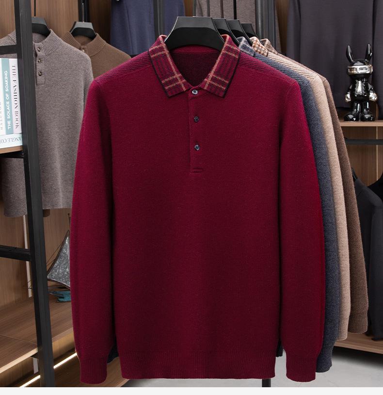 New Arrivals: Men's 100% Pure Wool Thickened Pullover - 400g Winter Sweater for Middle-Aged and Elderly