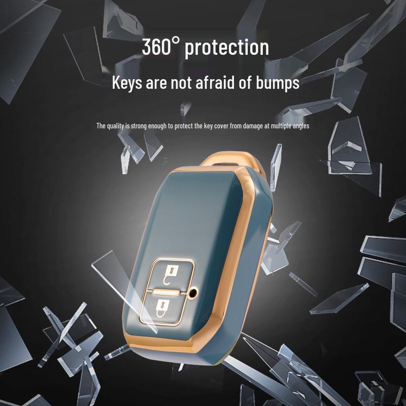 Gold Edge TPU Soft Rubber Car Key Cover for Suzuki Jimny 2-Button New Model