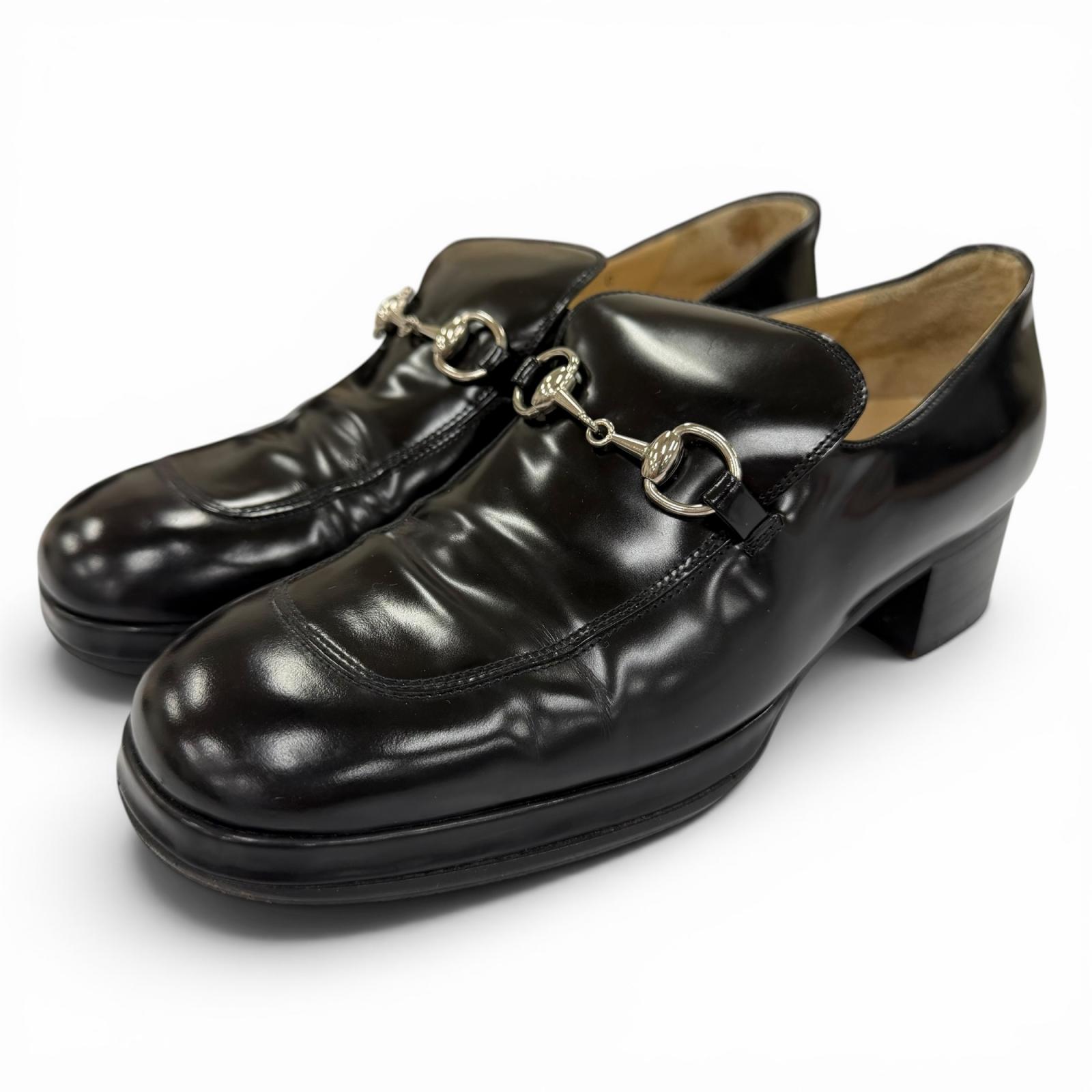 Great GUCCI Leather shoes horsebit pumps black leather Women 36 100 0413 Used