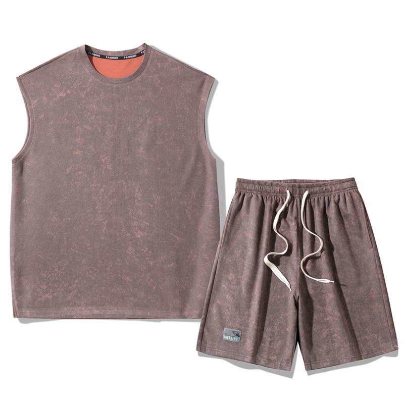 2025 Herren Übergröße Batik 2-teiliges Set: Sommerweste & Shorts Freizeitanzug