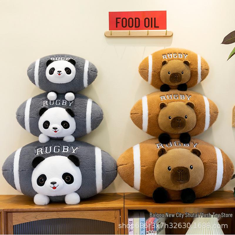 

Adorable Rugby Capybara & Panda Plush Toy - Home Decor & Couple Gift 45cm 0.48kg