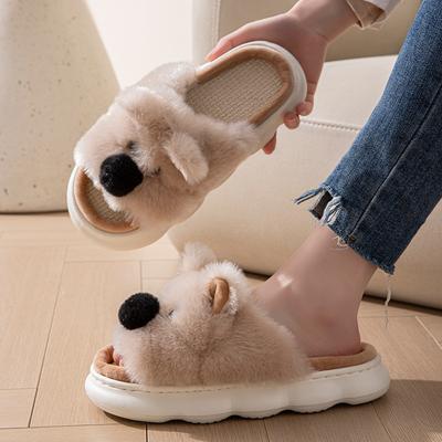 Women Slippers Cute Cartoon Linen Couples Home Slippers Women Summer Indoor House Non Slip Thick Sandals 2025 New Men's Slippers