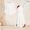 Women Plus Size Two Piece Outfit Three Quarter Sleeve Cardigan Sleeveless Star Stripe Printed White Long Dress