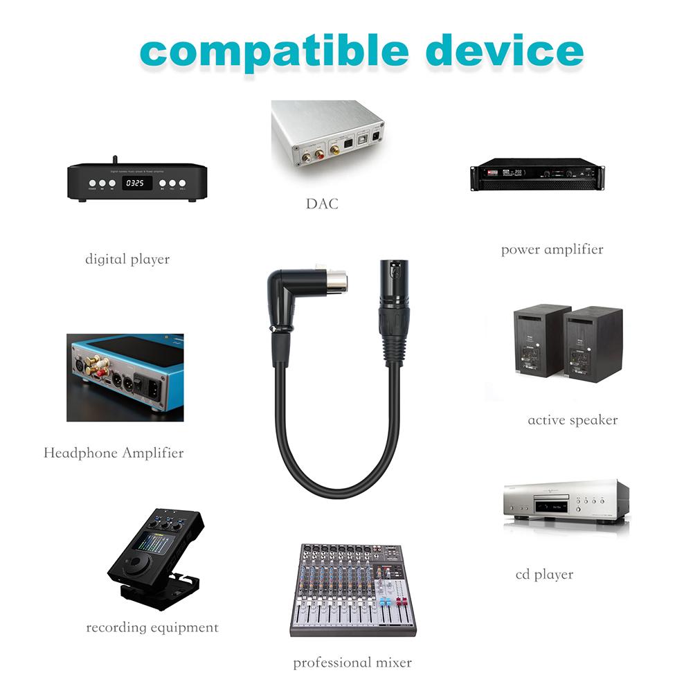 0.3/1/2/3/5/10M XLR 3 Pin Male To Female Microphone Cord Straight To 90 Degree Microphone Cable XLR Audio Mic Extension Cable