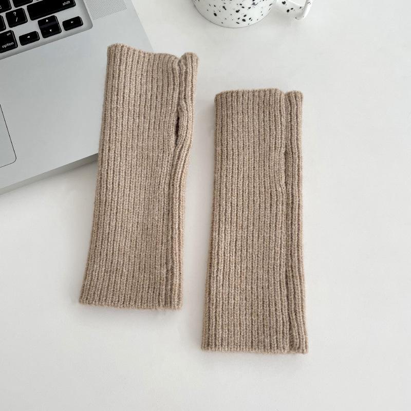 Winter Warm Gloves Knitted Mittens Soft Warm Fingerless Gloves Women Fashion Solid Color Half Finger Gloves Winter Accessories