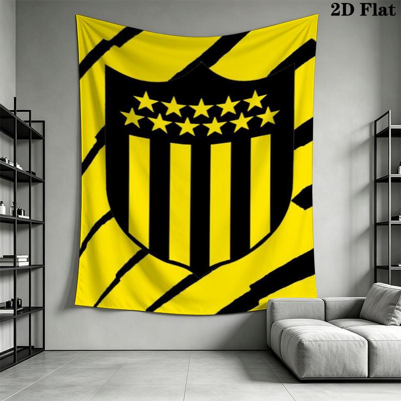 Penarol Fußballverein Wandteppich Ästhetisches Wandbehang Gedruckter Stoffdecke Dekorative Wandteppiche für Schlafzimmer Wohnzimmer Heimdekoration