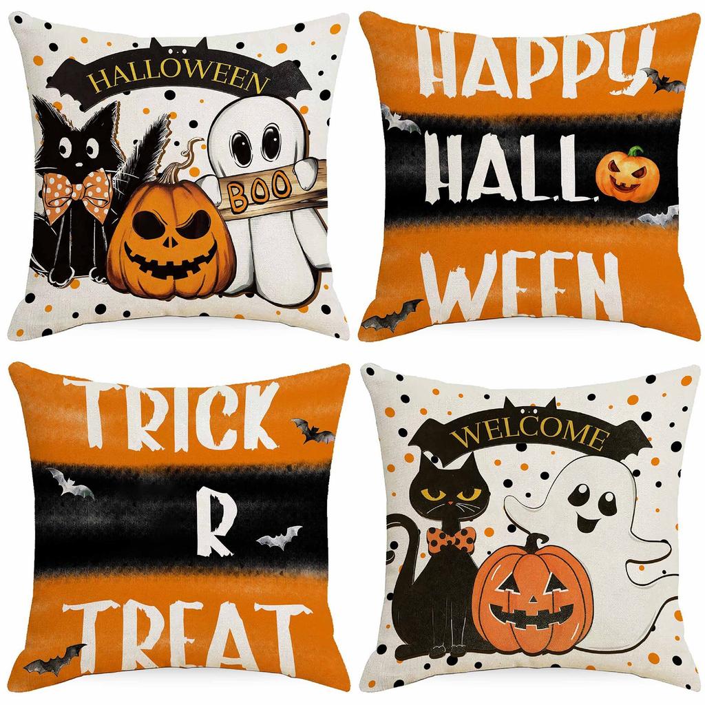 Decorative Cushion Home Living Room Decor Throw Pillow Cover 45x45cm Plant Halloween Autumn Funny Pillowcase Halloween Decor