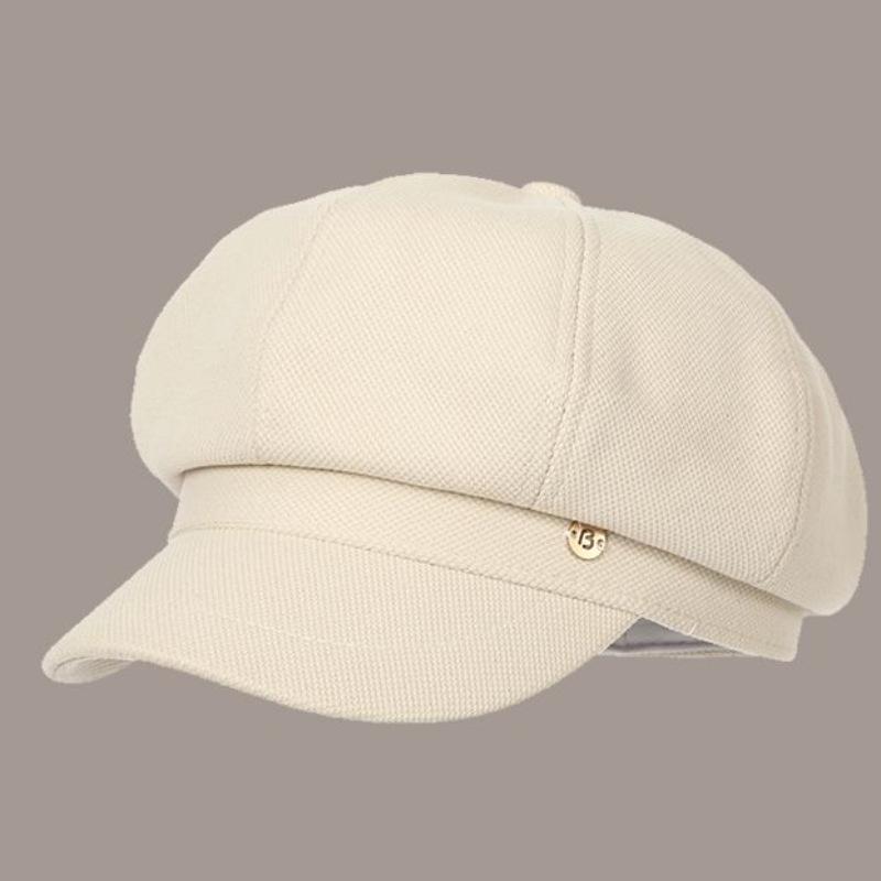 British duck tongue beret women's japanese styleretro round mark octagonal hat big head circumference showing face