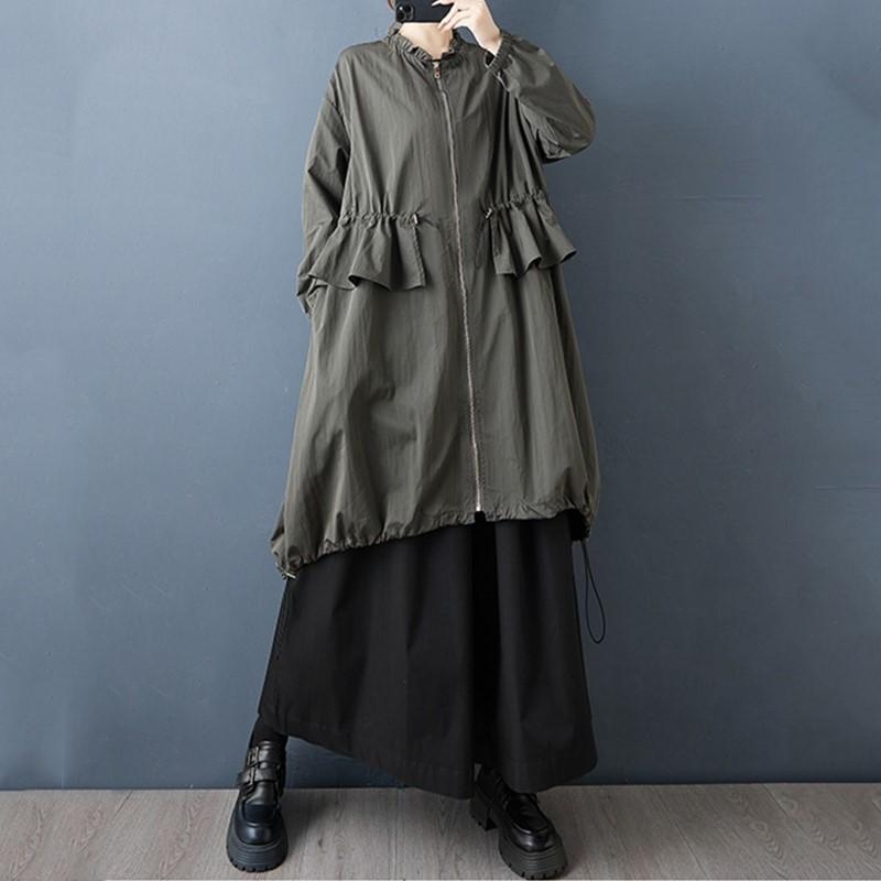 long sleeve oversized vintage  casual loose autumn spring trench coat for women Outerwear