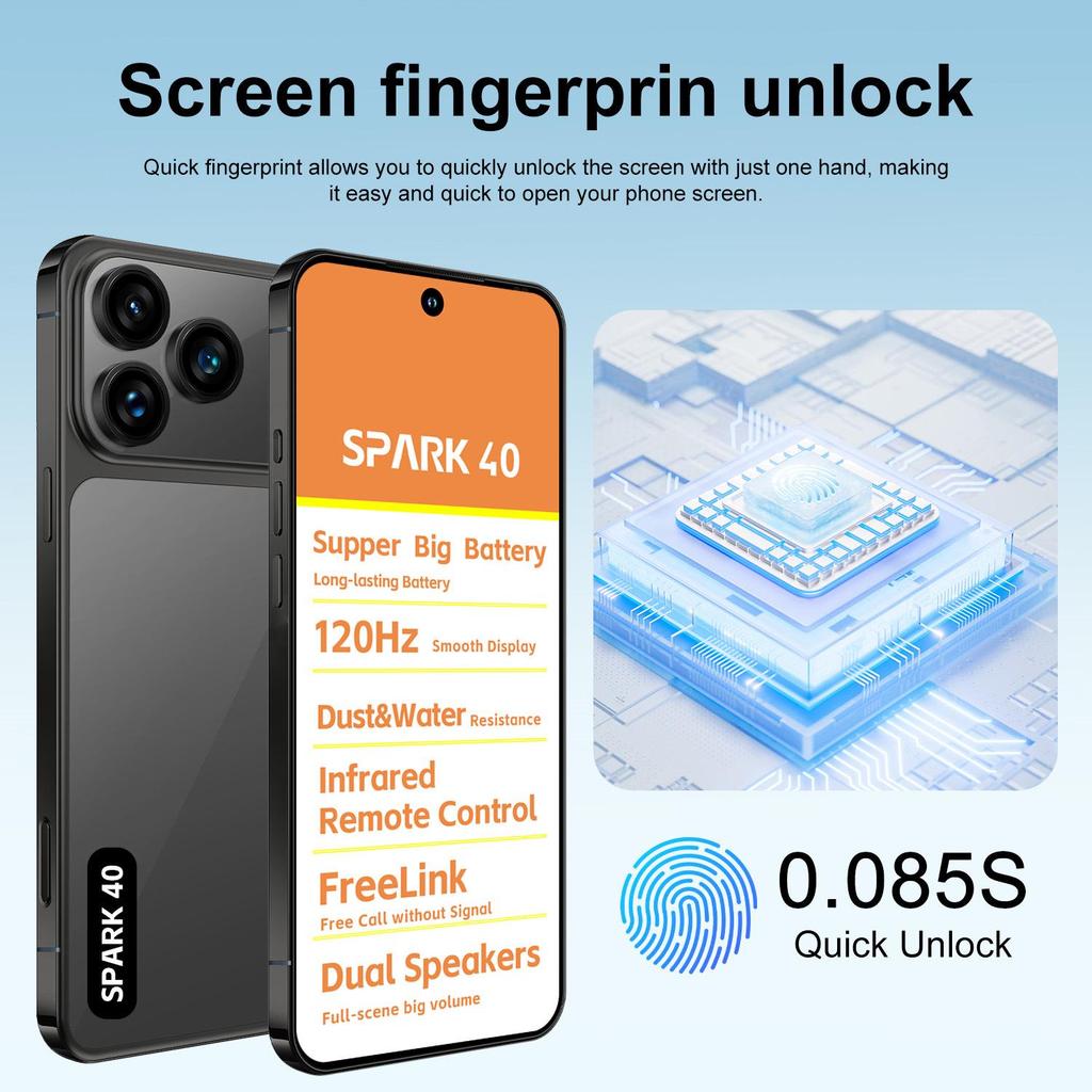 Spark 40 Android Smartphone, 16GB+1TB, 7.3-Inch Display, In Stock
