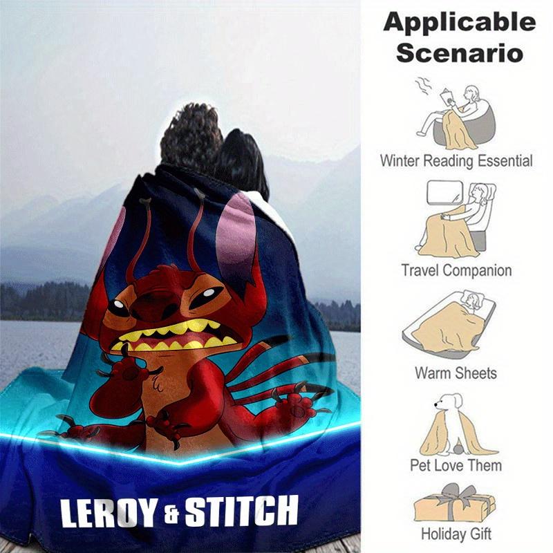 1pc Stitch Printing Blanket - Soft, All-Season Throw for Living Room, Bedroom,Personalized Gift with Adorable Cartoon Design