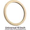 VARGTR Microfiber Leather Steering Wheel Cover With Classic Embossing, Anti-Slip Breathable Auto Car Wheel Protector, Fit 15 Inch (Beige)