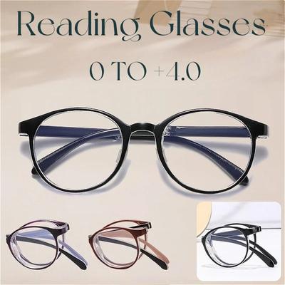 New Fashionable And Portable Folding Presbyopia Glasses Anti Blue Light Round Reading Glasses For Middle-Aged And Elderly People