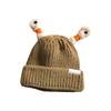 Novelty Knit Beanie Cap for Women with Glowing Antennas Funny Skull Hat Cartoon Frog Pullover Hat Party Cap