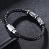 Trendy European-American Woven Leather & Stainless Steel Bracelet