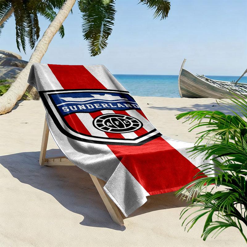 Ręcznik plażowy z nadrukiem logo Sunderland Association Football Club, Duży miękki szybkoschnący ręcznik na plażę, kemping, basen