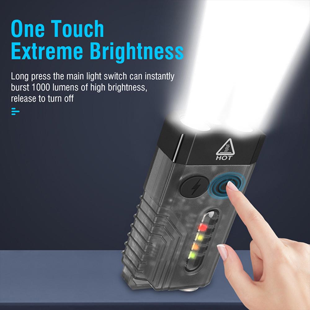 Portable LED Flashlight with 365nm UV Light Multifunctional Keychain Flashlight Magnetic Work Light with Multiple Lighting Modes Support Beeping Alarm
