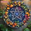 Vintage Pentagram Metal Wall Art Round Aluminum Sign Gothic Home Decor Halloween Christmas Gift