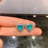 Bijoux Simulation Paraiba, Ensemble Bleu Paraiba en Forme de Cœur Boucles d'Oreilles Puces Pierre Principale 9 * 9 Pendentif 12 * 12