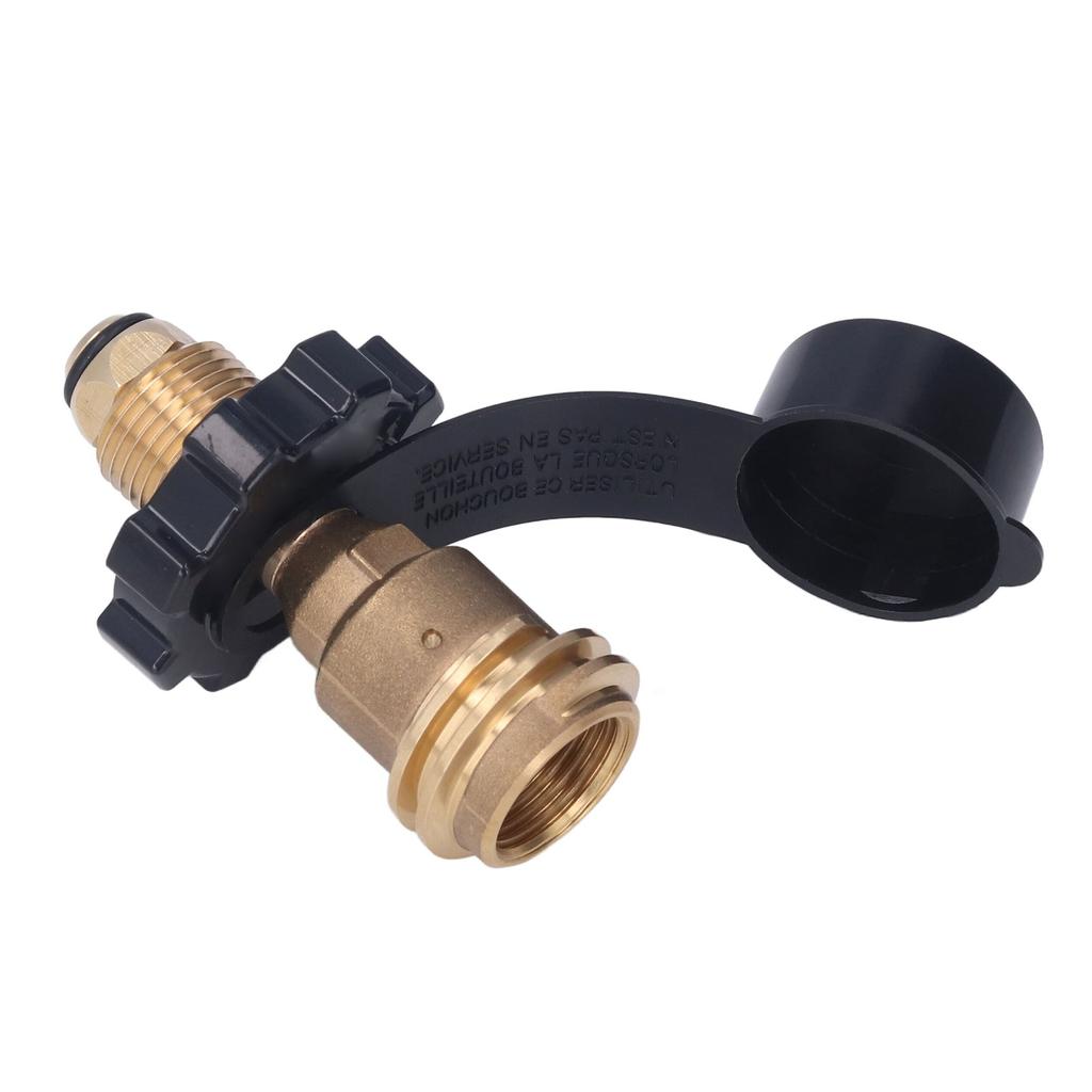 Brass Gas Tank Adapter Propane Refill Adapter with Black Handle POL Convert QCC1 Type 1