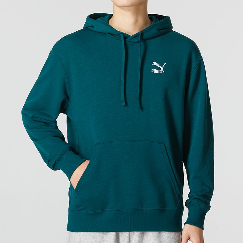 Puma Casual Solid Color Sport Hoodie Long Sleeve Men Tops Peacock-Green 537849-24