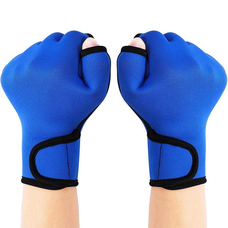 Swimming Equipment Freestyle Stroke Palm Rubber Hand Webbed Swimming Gloves Duck Palm Hand Pu Men's and Women's Half Finger Hand Poof