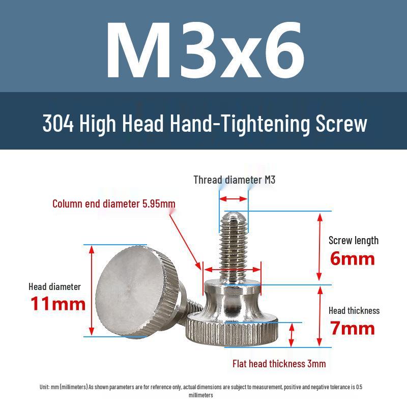 Yigu Tool-Free M2-M10 Knurled Flat Head Stainless Bolt
