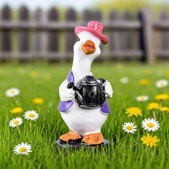 Gardening Duck Statue Outdoor Garden Yard Farm Duck Resin Figurine