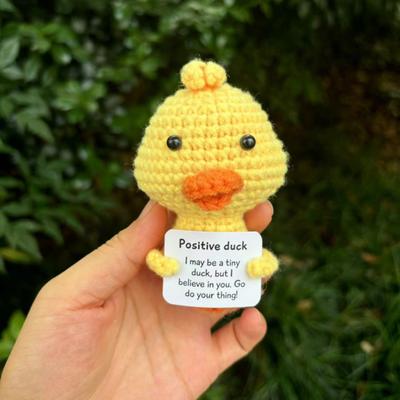 Pozityvi Nerta Geltona Anties Lėlė su Palaikančia Kortele Emocinio Palaikymo Rankų Darbo Mezgimo Gyvūno Dekoracija Ornamentas