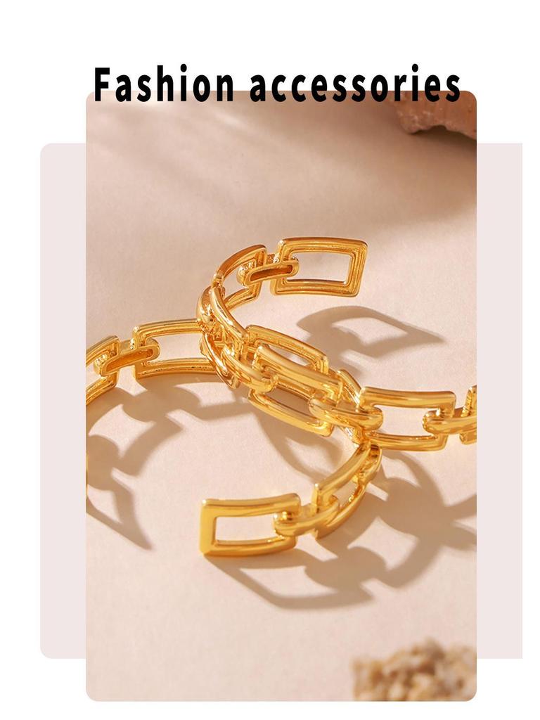 18k Gold-Plated Geometric Hollow Chain Open Bracelet