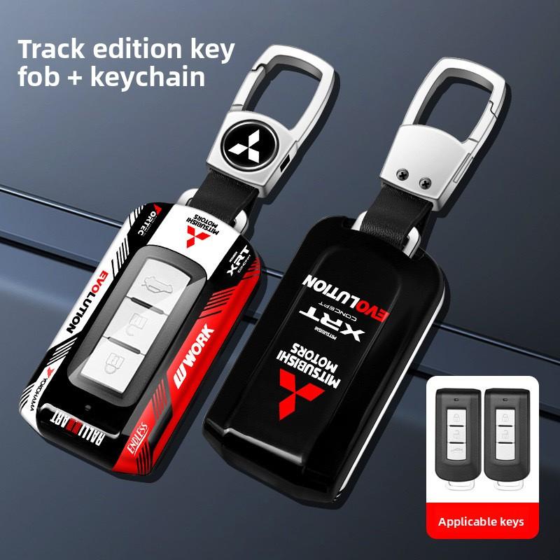 Car ABS Racing Style Key Shell Key Bag Cover Key Rings For Mitsubishi Outlander Eclipse Pajero Lancer EVO Delica Mirage RALLIART
