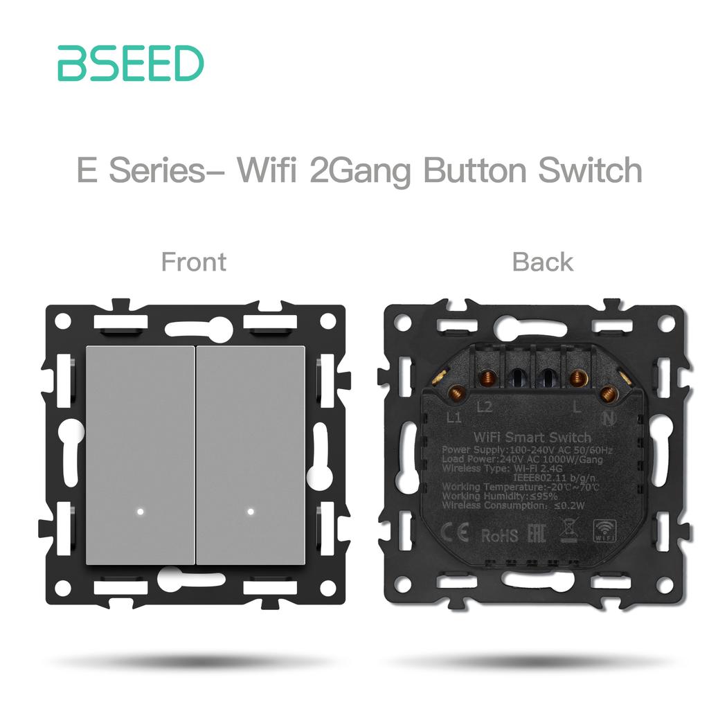 BSEED WIFI Click Switch Modules Smart Light Switch Parts White Glass Frame DIY Combination Wall Sockets USB Charge Key E-Series