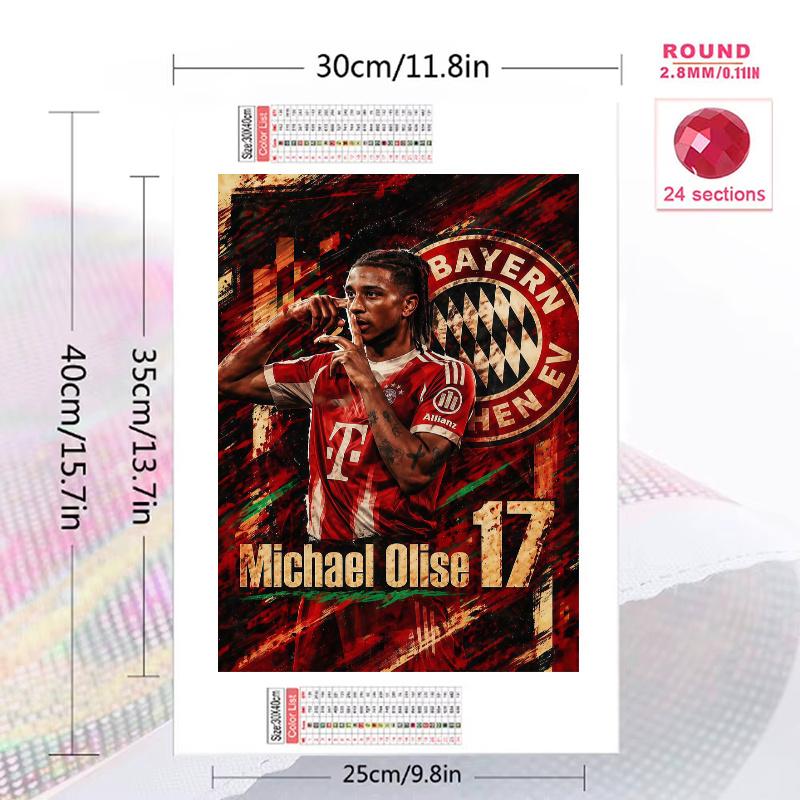 Michael Olise Soccer Star 100% Round Full Drill 5D DIY Diamond Painting Embroidery Cross Stitch Rhinestone Decor