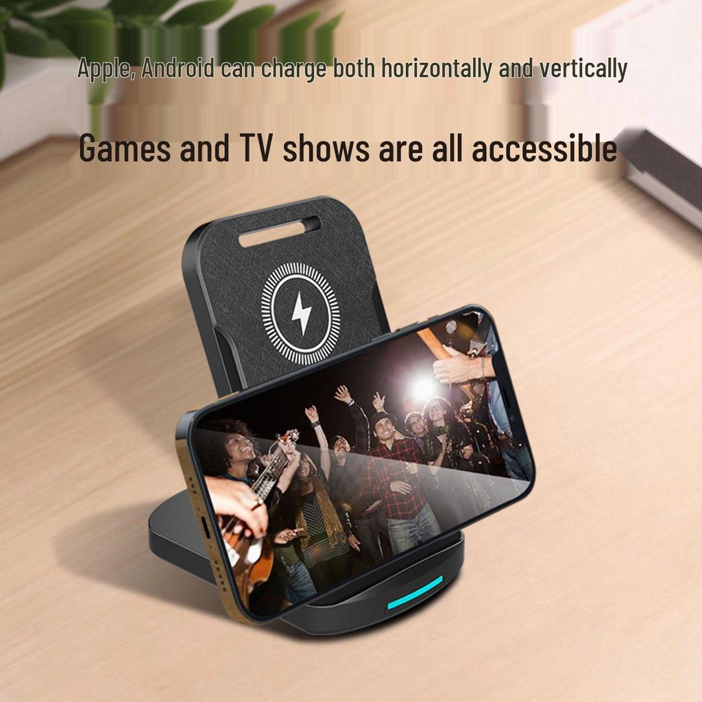 Foldable 15W Dual Coil Wireless Charger - Fast Charging for All Compatible Phones