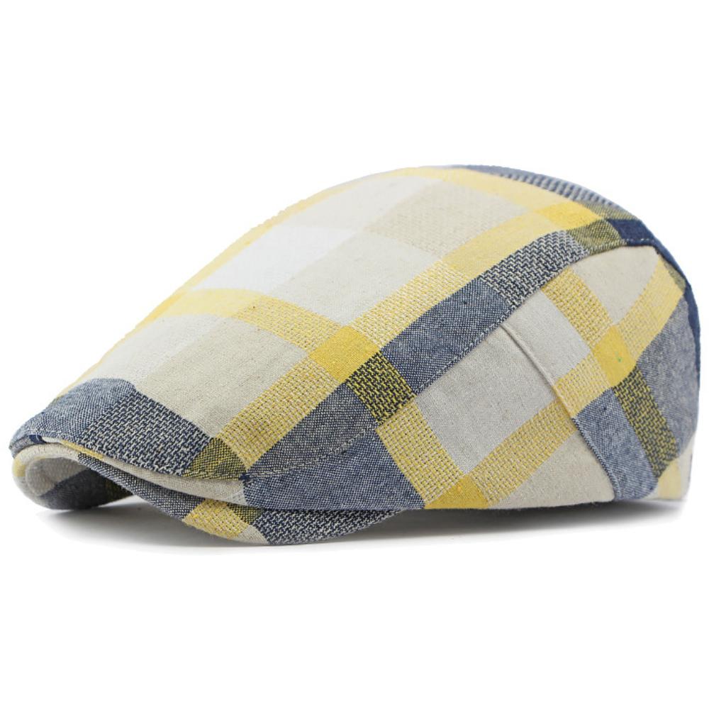 Ht4781 Berets Spring Summer Men Women Cap Vintage Plaid Artist Painter Beret Hat Male Female Ivy Flat Cap Adjustable Beret Caps